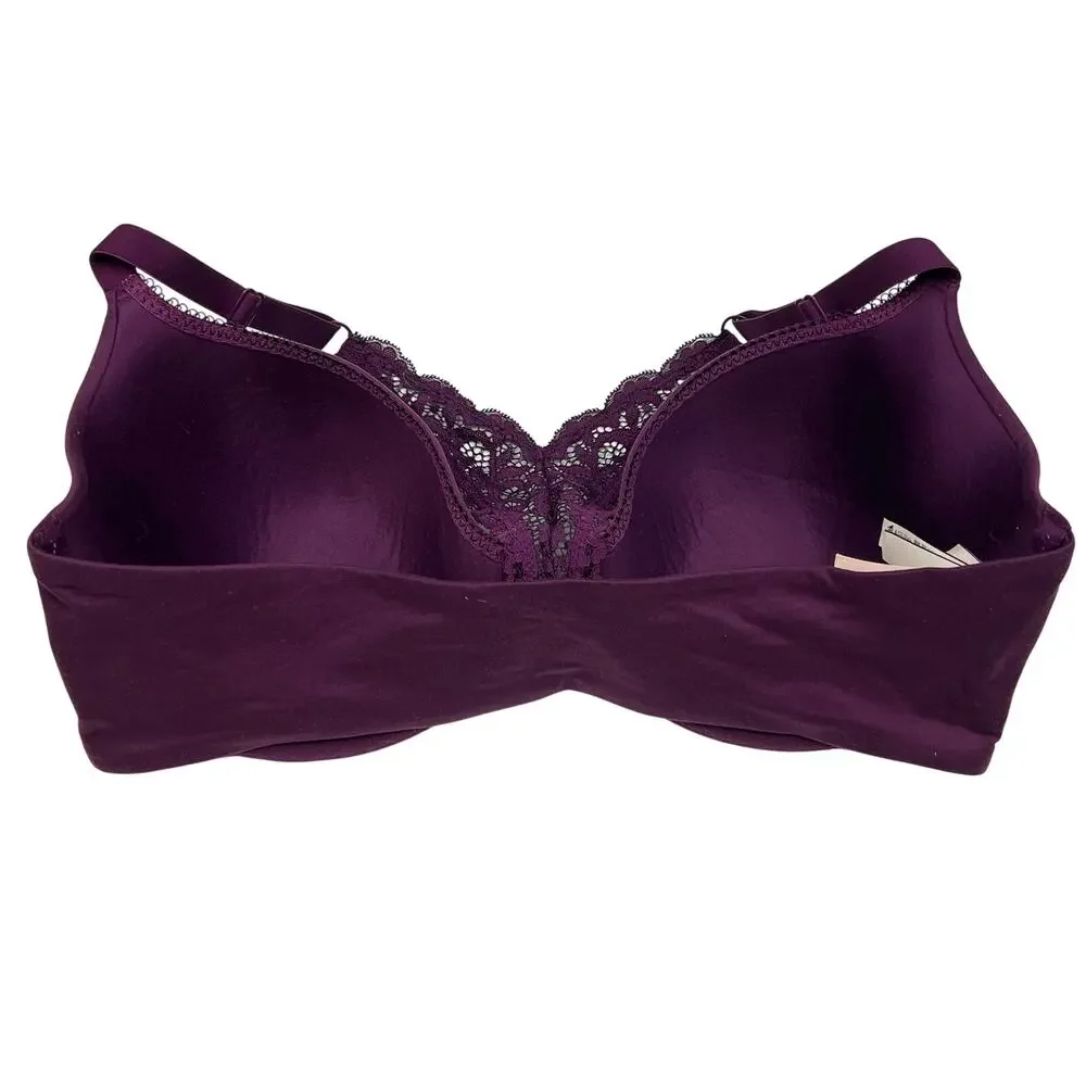 Victoria's Secret Bra Women 38DDD Body Lined Demi Racerback Lace Purple Romantic